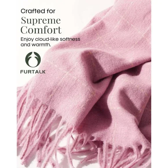Women Pink Large Chunky Scarves Cozy Shawls Wraps Winter Scarf
